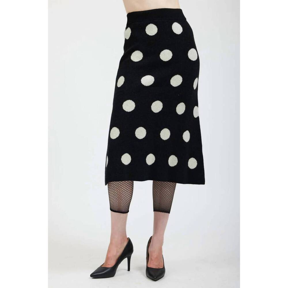 NEW BATSHEVA saga polka dot skirt in black